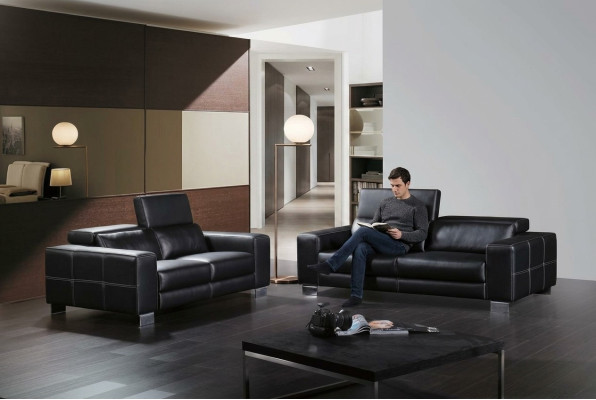 Set Ledersofa Couch Wohnlandschaft 3+1+1 Sitzer Garnitur Design Modern
