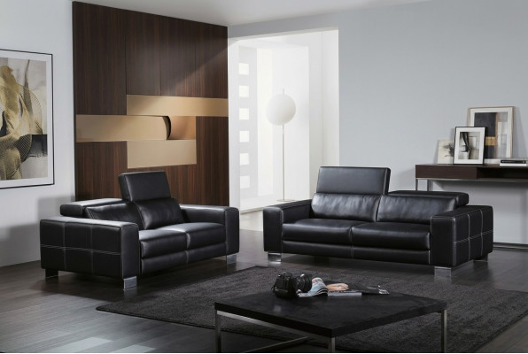 Set Ledersofa Couch Wohnlandschaft 3+1+1 Sitzer Garnitur Design Modern