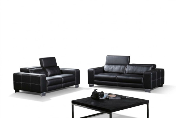 Set Ledersofa Couch Wohnlandschaft 3+1+1 Sitzer Garnitur Design Modern