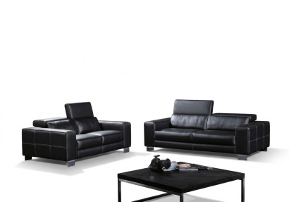 Set Ledersofa Couch Wohnlandschaft 3+1+1 Sitzer Garnitur Design Modern