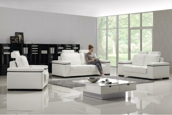 Sofa sestava 3+2+1 sedačky Design Pohovky Polstrová kůže Relaxační gauče