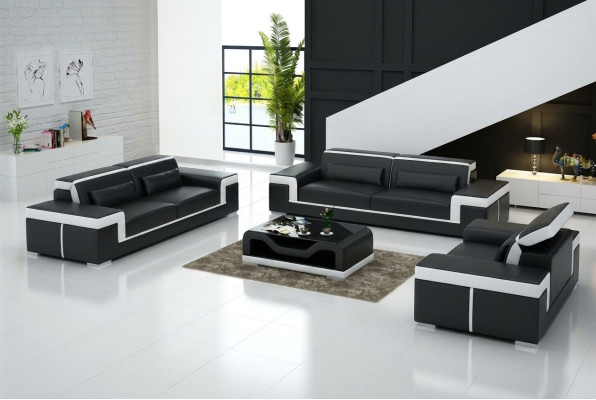 Ledersofa Couch Wohnlandschaft 3+2+1 Sitz Garnitur Design Modern Sofa