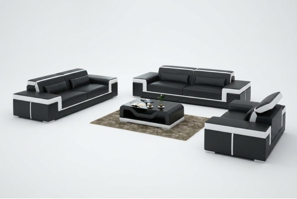 Ledersofa Couch Wohnlandschaft 3+2+1 Sitz Garnitur Design Modern Sofa