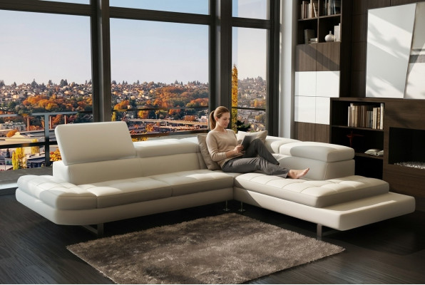 Modernes Ecksofa Ledersofa L Form Polster Designer Eckgarnitur