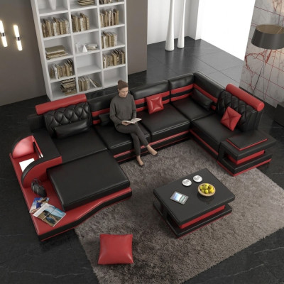 Ecksofa Ledersofa Big xxl U Form Wohnlandschaft Sofa Couch Garnitur