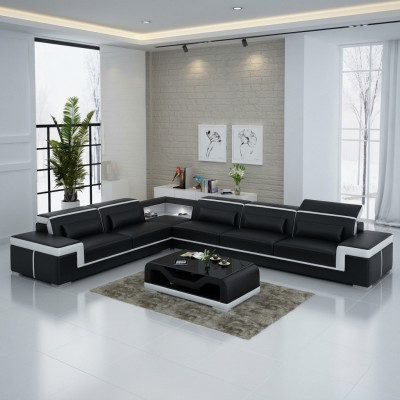 Designer Sofa Couch Ecksofa Leder Textil Garnitur Wohnlandschaft Polster