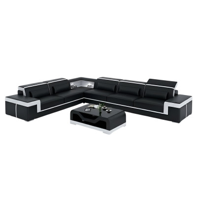Designer Sofa Couch Ecksofa Leder Textil Garnitur Wohnlandschaft Polster