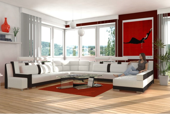 Garnitur U Form Sofa Couch Polster Garnitur Wohnlandschaft Design   Souprava U-formát sedací soupravy pohovky polstrování design obývacího prostoru.