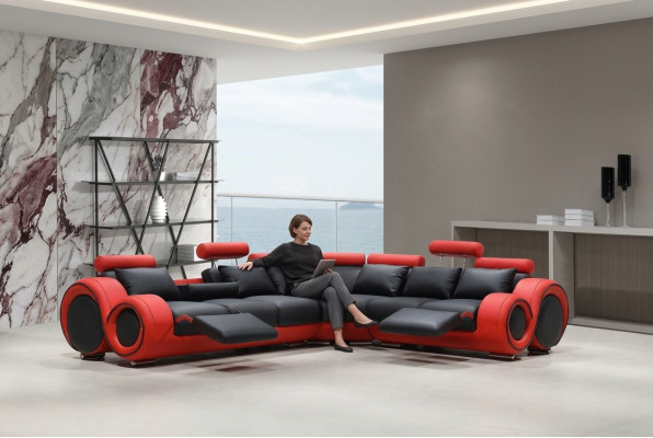 Designer Sofa Garnitur Wohnlandschaft Couch Ecksofa Leder Textil Polster