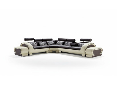 Ecksofa L-Form 2x Hocker Sofa Couch Design Grau Polster Leder Moderne