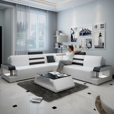 Designer Sofa Couch Ecksofa Polster Garnitur Wohnlandschaft Leder Textil