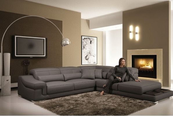 Ecksofa L-Form Design Sofa Ecksofa Couch Leder Polster Textil Sofas