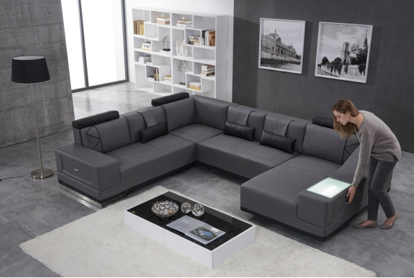 Ecksofa kožená sedací souprava Big xxl U Forma bytová krajina dekorativní pohovka gauč Garnitur