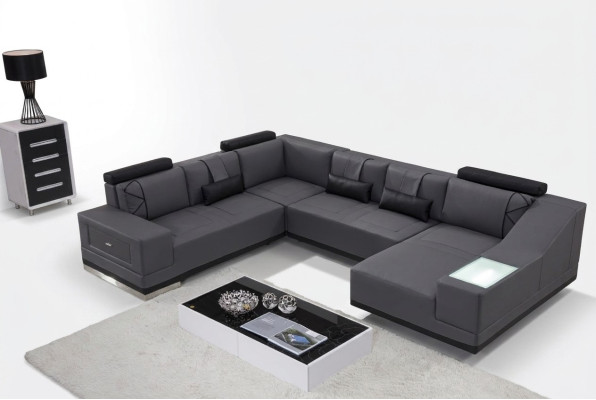 Ecksofa kožená sedací souprava Big xxl U Forma bytová krajina dekorativní pohovka gauč Garnitur