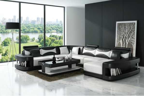 xxl big Wohnlandschaft U Form Ecksofa Sofa Couch Polster Garnitur Leder