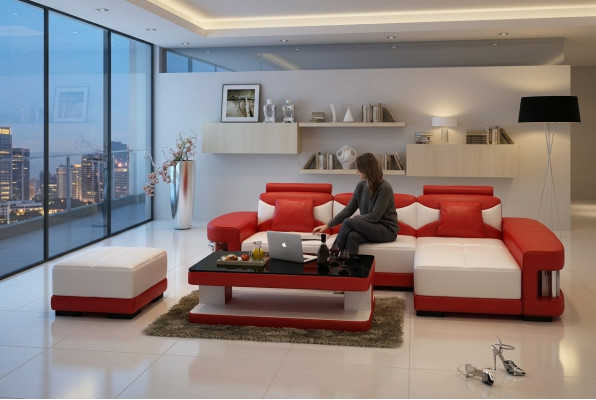 Kůžená pohovka Rozkládací pohovka Pohovka Nohový stolek Sedačka Sezlong Sofa Design