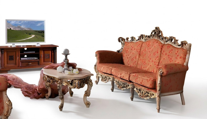 Designer 321 Sitzer Sofagarnitur Polster Italienische Möbel Sofa Massivholz