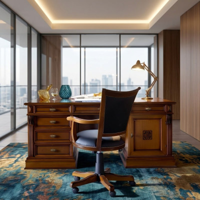 Luxus Washington Büro Set Italienische Möbel Büro 3tlg. Barock Rokoko Massivholz