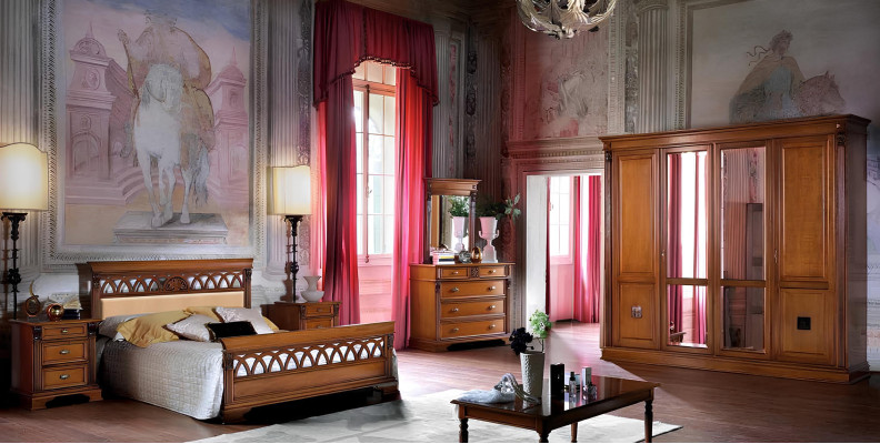 Schlafzimmer Set Komplett Kommode Bett Kleiderschrank Betten Nachtkonsole 6tlg. Massivholz