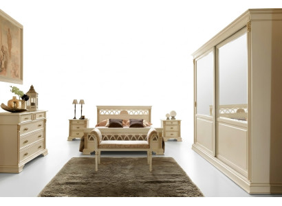 Schlafzimmer Set Design Modern Luxus Bett + 2x Nachttisch Massivholz