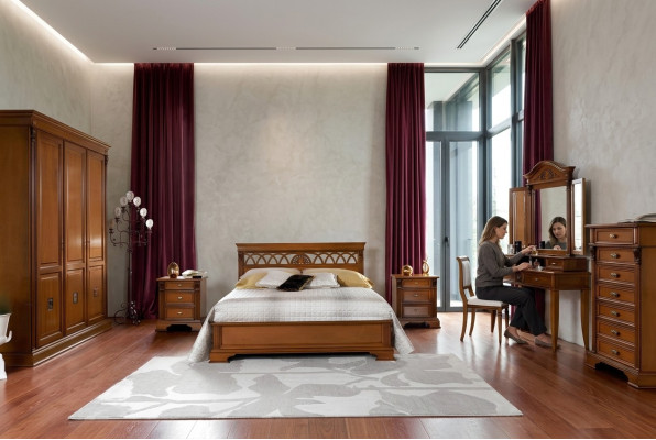 Luxus Schlafzimmer Set 8tlg. Bett + 2x Nachttisch +Schminktisch Designer Möbel Massivholz