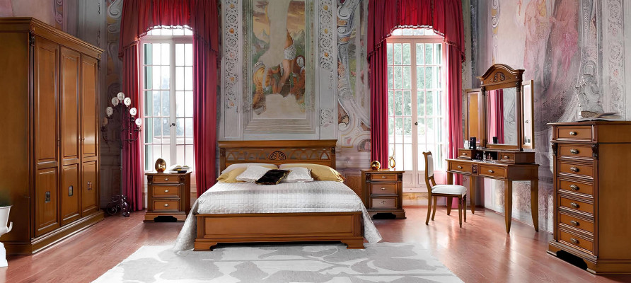 Luxus Schlafzimmer Set 8tlg. Bett + 2x Nachttisch +Schminktisch Designer Möbel Massivholz