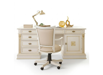 Büroset Schreibtisch Chefsessel Komplett Office Barock Rokoko 2tlg. Set Massivholz
