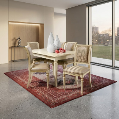 Esstisch Tisch + 4x Stühle Gruppe Esszimmer Massivholz Garnitur 5tlg. Set Möbel