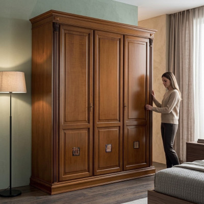 Kleiderschrank Schlafzimmer Massivholz Schrank Antik Stil Barock Rokoko Schränke Neu