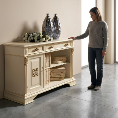 Italský design nábytek starověký - dřevěná barová kredence skříň komoda