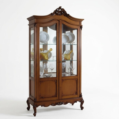 Edle Vitrine Antik Stil Barock Rokoko Wohnzimmer Klassisch Glas Schrank