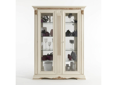 Vitrine Glas Schrank Wohnzimmer Schaufenster 2tlg.Vitrinen Barock Rokoko Italien Massivholz