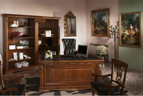 Büroeinrichtung Arbeitszimmer Chef 2tlg. Set Schreibtisch + Aktenschrank Tisch Massivholz
