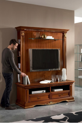 Fernsehschrank Anbauwand Wohnwand TV Schrankwand Massivholz Landhaus Massivholz