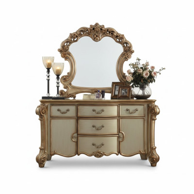 Buffet Anrichte Kommode Spiegel Echte Handarbeit Holz Klassisch Barock Rokoko