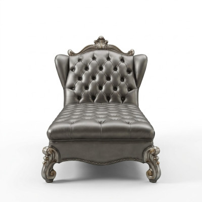 Chaiselongues Chesterfield Liege Chaise Leder Sofa Relax Silber Barock