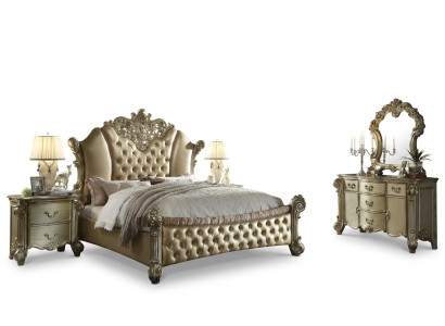 Möbel 5tlg. Set Bett + 2x Nachttisch + Kommode + Spiegel Schlafzimmer
