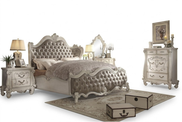 Klassisches Bett Barock Chesterfield Rokoko Stil Doppel Hotel Leder Antik