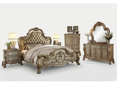Postel 2x noční stolek 3 kusy. Ložnice Set Designer Luxus postele Chesterfield