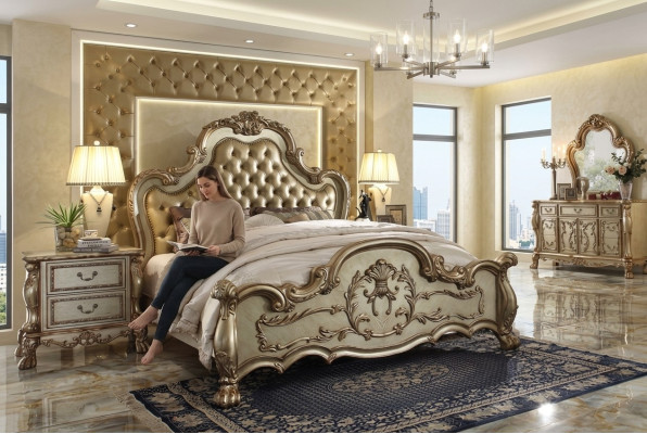 Klassisches Bett Barock Chesterfield Rokoko Stil Hotel Doppel Leder Antik