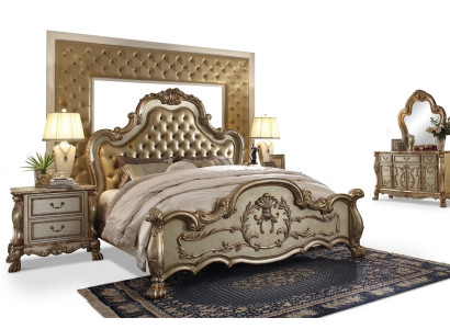Klassisches Bett Barock Chesterfield Rokoko Stil Hotel Doppel Leder Antik