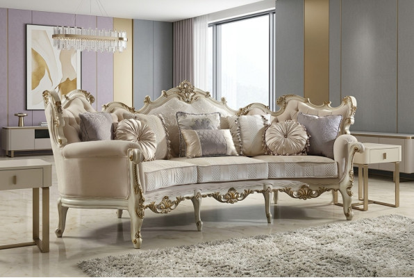 Exclusive Holz geschnitzte Viersitzer xxl Couch Barock Rokoko Textil Sofa