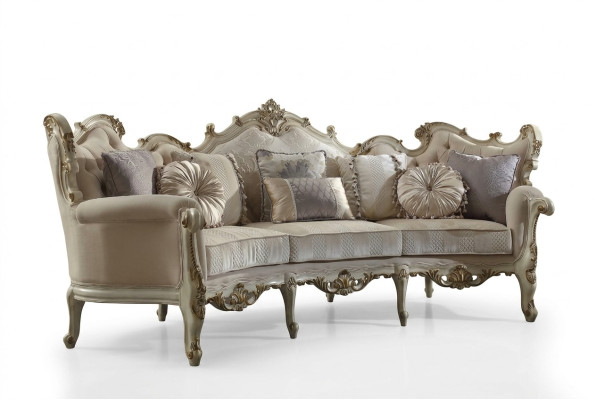 Exclusive Holz geschnitzte Viersitzer xxl Couch Barock Rokoko Textil Sofa
