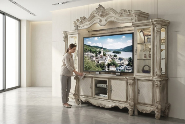 Klassische Wohnwand TV Wand Holz Stil Barock Regal Wohnzimmer Möbel
