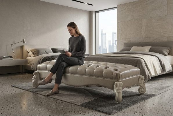 Hocker Přistýlka Chaiselounge Podnožka Chesterfield kůže Ottomane Barok Rokoko