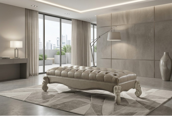 Hocker Přistýlka Chaiselounge Podnožka Chesterfield kůže Ottomane Barok Rokoko