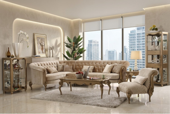Ecksofa L-Form Sofa Couch Design Couchen Polster Textil Sofa Garnitur Holz Sofas