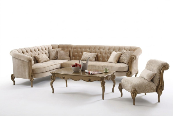 Ecksofa L-Form Sofa Couch Design Couchen Polster Textil Sofa Garnitur Holz Sofas