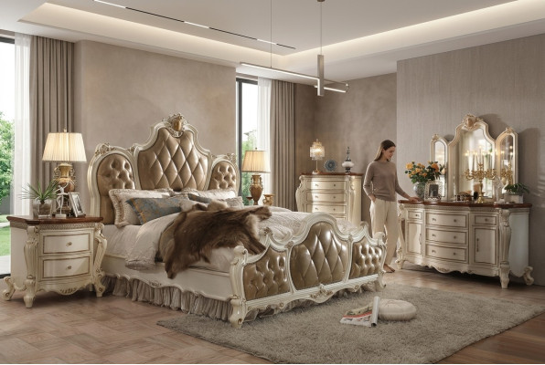 Ložnice set noční stolky postel 5 dílný. Rokoko barok antický styl dřevo postel