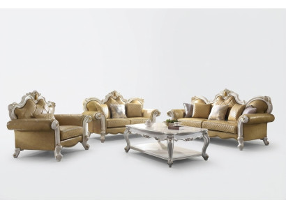 Sofagarnitur 3+2+1 Sitz Couchtisch Set Sofa Polster Couch Leder 4tlg. Set